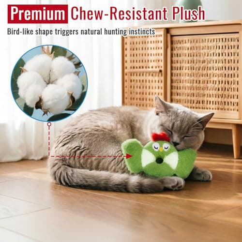 Retro Shaw Bird Cat Toy with Catnip & Silvervine - Interactive Realistic Kitten Toy with Crinkle Sound for Indoor Cats, Best Cat Kick Toy to Satisfy Natural Hunting Instincts - Thumbnail 4