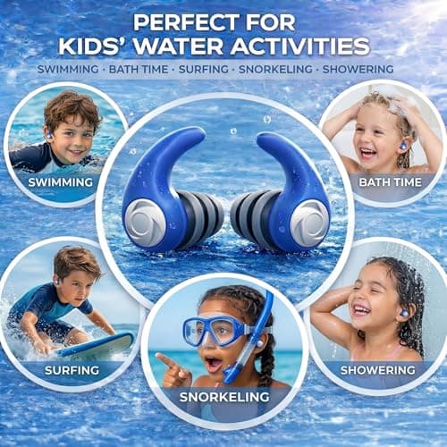 Waterproof Swimming Ear Plugs for Kids - 3 Pairs of Reusable Soft Silicone Swim Earplugs,Ear Protection for Children (4-12 Years Old) - Ideal for Surfing, Diving, Pool, Showering, and Water Sports - Thumbnail 6