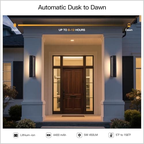 MVBT 20.5" Solar Wall Lights Outdoor Waterproof, 1 Pack Solar Wall Sconces Lights Outdoor, 3000K LED Modern Porch Light, Front Door Light Fixture Dusk to Dawn, Large Exterior Garage Light for House - Thumbnail 5