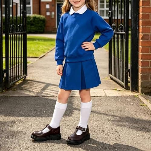 Popusister Toddler Girl School Shoes Brown Mary Janes with Thick Padded Insole and Bow,Toddler Little Kid Round Toe Dress Shoes for School Uniform Wedding Party Church,Comfortable Soft Walking Flats - Thumbnail 3