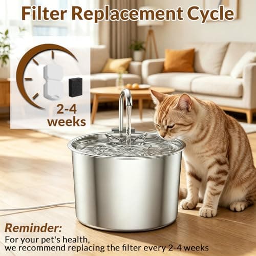 20 Pack Cat Water Fountain Filters Replacement - 10 Carbon Filters and 10 Foam Sponge Filters for Select Stainless Steel Cat Fountains S11 - Thumbnail 6