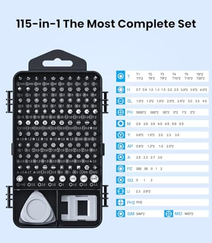 AXTH 115-in-1 Precision Screwdriver Set, [Super Durable] Mini Professional Magnetic Repair Tool Kit, Small Screwdriver for Phone, Computer, Watch, Laptop, Macbook, Eyeglass, Electronic - Thumbnail 2