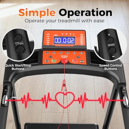 Lastforever Walking Treadmills with Extended Handrails, 2.5HP Quiet Motor, Heart Rate Monitor, 310 lbs Capacity, Treadmill for Seniors, Recovery & Home Jogging - Thumbnail 2