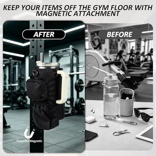 JACZZO Magnetic Gym Bag, Magnetic Water Bottle Holder for Stanley, Gym accessories, Gym Gifts for Women and Men (Black, 40 OZ) - Thumbnail 3