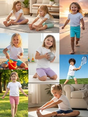 Bafeicao Toddler Girl Cartwheel Shorts Biker Tights,Mint+Blue+Grey,2-3T - Thumbnail 5