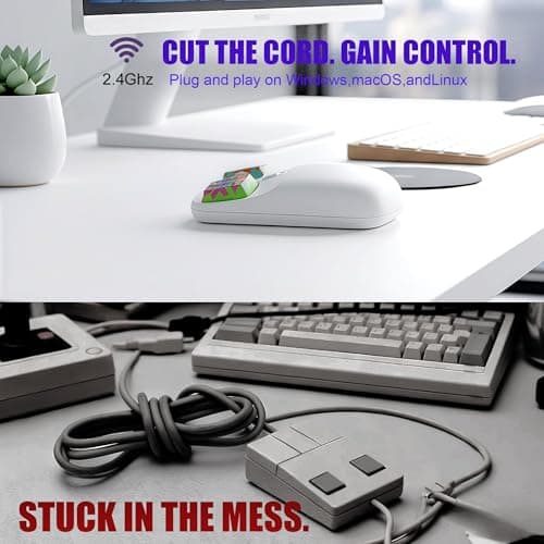 Jiieuilk Retro Mouse 2.4G & Bluetooth Mouses Connectivity, Lightweight Rechargeable Wireless Mouse 100h Battery Life with USB Receiver, PC/Mac - White - Thumbnail 5