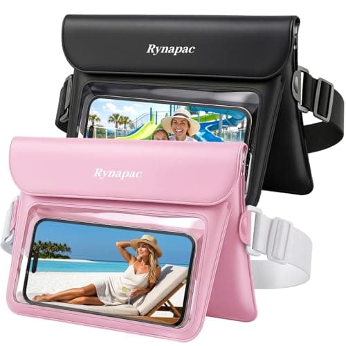 Rynapac 2 Pack Waterproof Fanny Pack for Woman Man, IPX8 Swimming Dry Belt Bag, Passport Wallet Phone Pouch Double Space, Elastic Waistband, Beach Cruise Vocation Essentials 2026 - Image 1