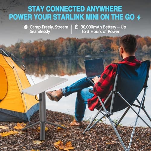 Datop for Starlink Mini Battery Mount,30,000 mAh with Battery Pack 20V 5A Output,Starlink Mini Power Bank Adjustable Tripod Stand，LED Power Indicator, Type-C Charging Port，for Outdoor & RV Camping - Thumbnail 6