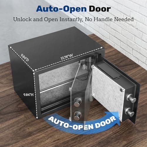 BlackSmith Home Biometric Safe 1.0 Cubic Feet Auto-Open Fingerprint Safe with Backlit Keypad Triple Alarm Security Wall Mount Lock Box for Jewelry & Valuables - Thumbnail 3