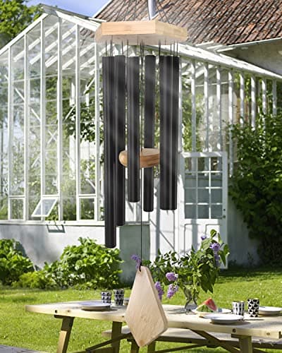 Wind Chimes 30 Inches Deep Tone Memorial Wind Chimes with Hook for Mother's Day/Housewarming/Christmas, Patio, Garden, Yard, Home Decor, Black - Thumbnail 6