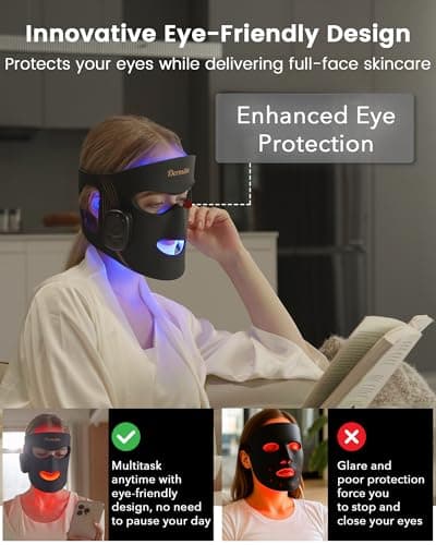 Red Light Therapy for Face Wireless with 400 Leds, 360° Led Face Mask Light Therapy with 4 Modes & Near-Infrared, 2000mAh Rechargeable Led Face Mask with Eye Protection for Anti-Aging & Radiant Glow - Thumbnail 4