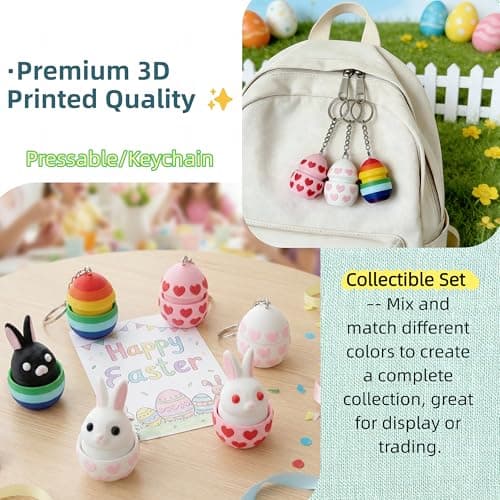 JimSeiSei 6PCS 3D Printed Easter Eggs Set Fidget Clicker, Prefilled Surprise Eggs for Easter Basket Stuffers, Reusable Collectible Toys for Easter Egg Hunt & Party Favors (Pressable) - Thumbnail 5