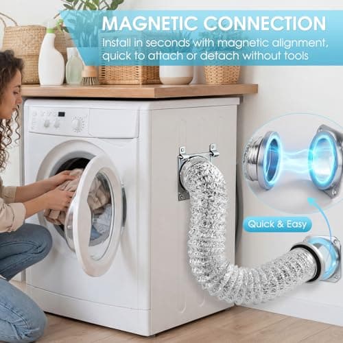 Coufonk Magnetic Dryer Vent Connector Kit for Tight Space, Air Coupling Duct Exhaust Hose Recessed on Wall, 4inch Flexible Quick Pipe Connection Replacement , Indoor Cleaning Box Attachment - Thumbnail 2