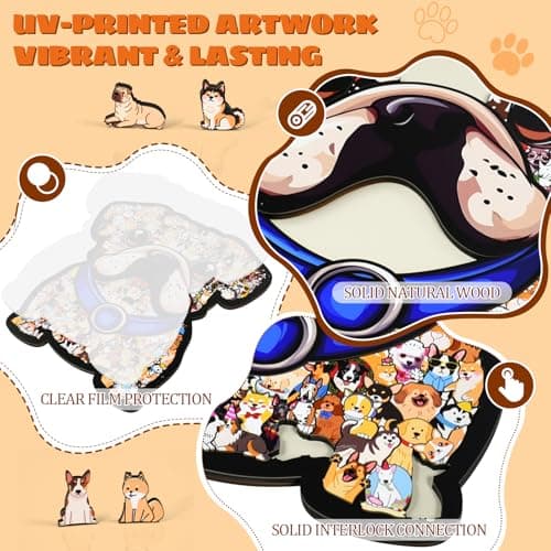 GAKICO 135pcs Wooden Jigsaw Puzzle: Colored Dog Shaped Wooden Puzzle Unique Animal Shape Jigsaw Puzzles, Artistic Home Decor, Mindful Challenge & Creative Gifts for GOG Lovers - Thumbnail 3