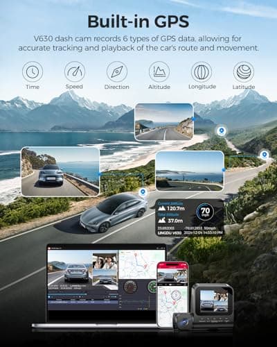 LINGDU 3 Channel 4K Dash Cam, Dash Camera for Cars, 4K+1080P+1080P Front Inside and Rear Triple Car Camera, Built-in WiFi 6 GPS, 24H Parking Mode, WDR Night Vision, Free 64GB Card V630 Dash Cam - Thumbnail 5
