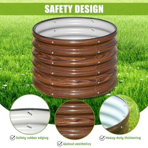 SnugNiture Raised Garden Bed, 2 PCS 2×2×1.5ft Round Galvanized Outdoor Planter Box, 17" Tall Deep Metal Garden Bed Kit for Planting Vegetables, Fruits, Flowers, Brown - Thumbnail 4