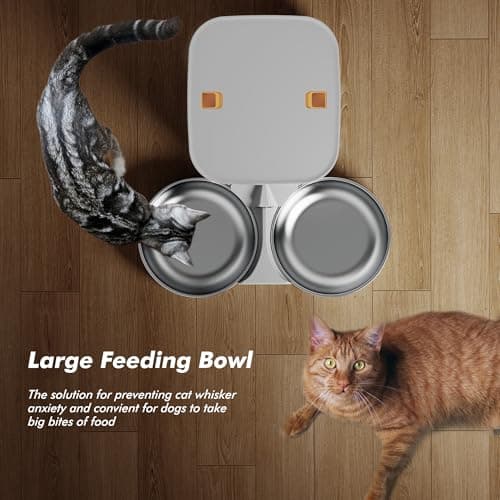 Automatic Cat Feeder for 2 Cats - 8L/34 Cups Large Capacity Auto Cat Food Dispenser with LCD Screen, 2 Food Trays, Timed Feeder, Up to 50 Portions 6 Meals Per Day, Keep Fresh - Thumbnail 4