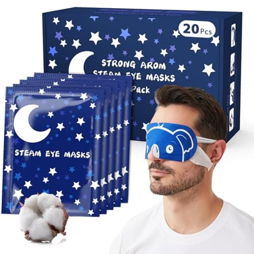 20 Packs Men's Steam Eye Mask,Heated Eye Mask for Dry Eyes Dark Circles Puffy Eyes,Disposable SPA Warm Compress,Travel Essentials & Relaxation Gifts for Men|Teacher|Dad|Boyfriend|Family(Unscented) - Image 1