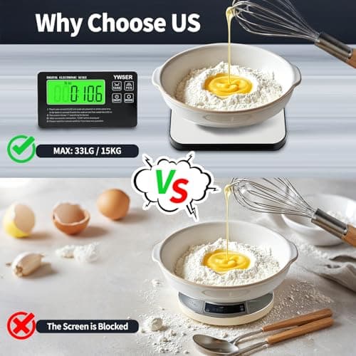 33lb Wireless Magnetic Digital Kitchen Scale with Remote LCD Display, Split-Designed for Easy Cleaning, 0.1oz/1g Precision, 7 Units, Tare Function for Baking, Cooking, Meal Prep - Thumbnail 4