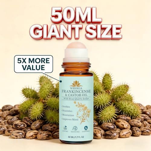Castor Oil & Frankincense Real Rose Quartz Roll On, 50ml / 1.7 fl.oz - Thumbnail 6