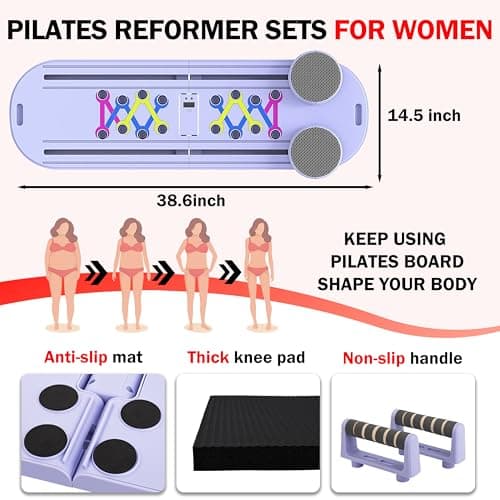 Plymax Pilates Board - Mini Pilates Reformer, Portable Pilates Reformer Board for Home Workout, Foldable Multifunctional Pilates Slider Board with with App Counter Included - Thumbnail 4