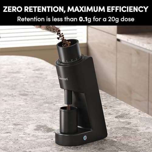 Single Dose Coffee Grinder,Wirsh Geimori GU38 Coffee Grinder with 38mm 6-Core Stainless Steel Conical Burr, 0.01mm Stepless Adjustment, Low Retention Espresso Grinder with Magnetic Dosing Cup,Black - Thumbnail 4