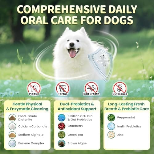 POPPAW Dog Dental Powder – Teeth Cleaning Powder with 6B CFU Probiotics, Enzymes & Antioxidants, Plaque & Tartar Off, Fresh Breath Support, 75 Days, Mint Chicken Flavor, No Brushing Oral Care - Thumbnail 4