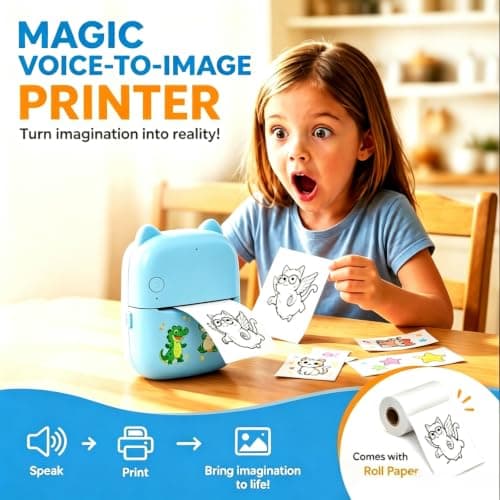 711TEK AI Voice Thermal Sticker Printer for Kids, Portable Inkless Mini Sticker Maker, Chat, Jokes & Homework Help, Screen-Free Creative Gift for Boys & Girls - Thumbnail 4