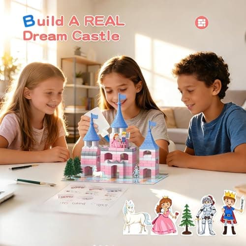 286 PCS Princess Castle Building Kit for Girls 6-12, Mini Brick DIY Craft Castle Playset, STEM Construction Toy, Pink Fantasy Castle Building Set, Creative Alternative to Popular Building Block Sets - Thumbnail 3