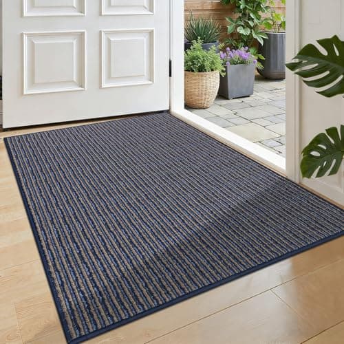 Ileading Indoor Door Mat 32"x47" Non-Slip Washable, Super Absorbent Stain Resistant Pet Friendly Muddy Paws Welcome Mat, Entryway Mat for Front Door Mudroom Garage (Blue)