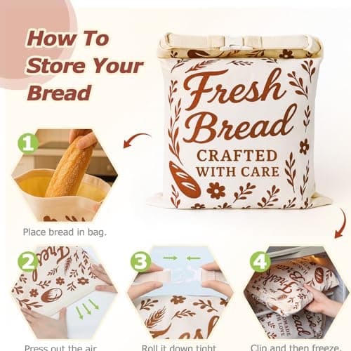 Beeswax Bread Bags for Sourdough & Homemade Bread XL 17x13 Inch, Reusable Bags for Homemade Bread Sourdough, 2 Packs Cotton Bread Storage Bags for Freezer & Refrigerator (Red) - Thumbnail 4
