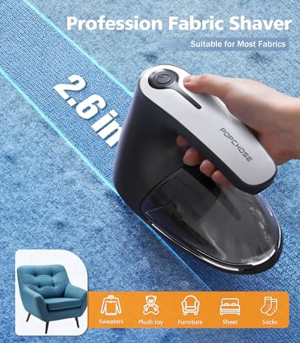 POPCHOSE Fabric Shaver, Rechargeable Lint Remover Defuzzer Sweater Shaver, Fuzz Remover for Clothes, Sweater, Furniture, Couch, Cashmere(Two 6-Leaf Blades Extra, Electrostatic Brush)… - Thumbnail 4