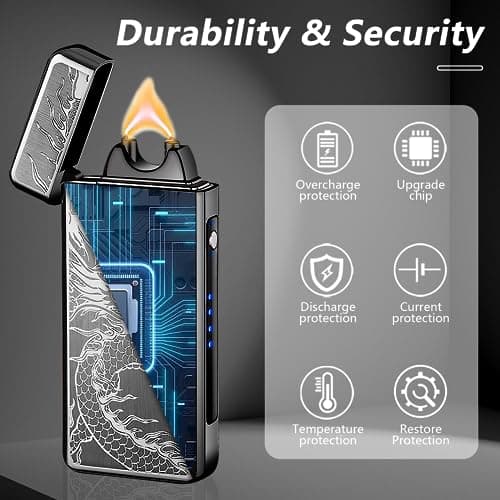 TIKIUKI Dragon Lighter Electric Lighters Rechargeable Windproof Flameless Plasma Arc Lighter Luxury Metal Cool Lighters,lighters for Candle,Incense Stick - Thumbnail 5
