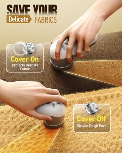 POPCHOSE Fabric Shaver, Lint Shaver for Clothes, Sweater Shavers to Remove Pilling, Lint Remover with 6-Leaf Blades, Clothes Shaver for Clothing, Couch, Furniture, Fuzz, Lint Ball, Battery Operated - Thumbnail 5