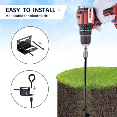 MIXXIDEA 24 in Mobile Home Anchors, Metal Ground Anchor Screw in, Heavy-Duty Earth Anchors with Adapter for Drill, Anchor Kits Set of 4 for Storage Shed, Swing, Trampoline, Tent (Black-4pk) - Thumbnail 5