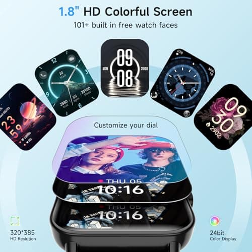 Smart Watches for Men Women, Alexa Built-in, 1.8" Smartwatch with Heart Rate/SpO2/Sleep/Stress, IP68 Waterproof Fitness Tracker with Bluetooth Call (Answer/Make), 101+ Sports Modes, for Android iPhone - Thumbnail 6