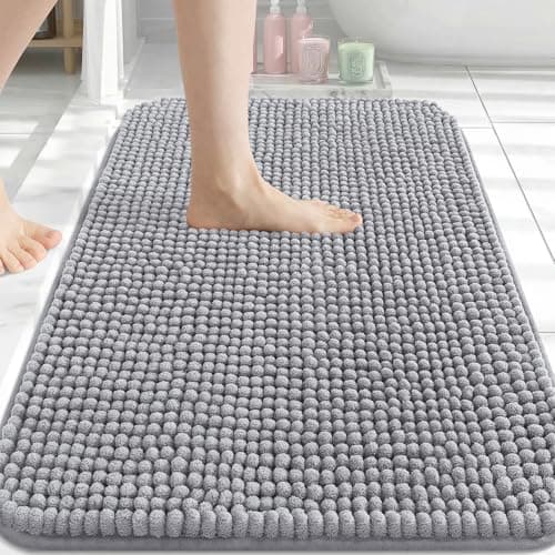 Arotive Bathroom Rugs 30" x 20", Ultra Soft Absorbent Chenille Bath Rugs, Non-Slip Rubber Backing, Machine Washable Bath Mats for Bathroom Floor, Tub and Shower, Home Decor Accessories, Grey - Image 1