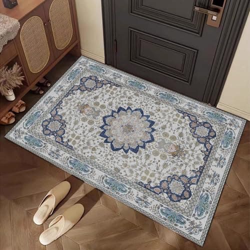 HiChiclife Machine Washable Doormat, Vintage Non-Slip Small Entrance Rug, 2'x 3' Orange