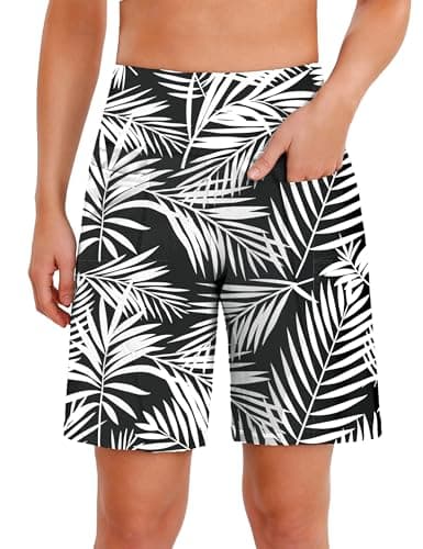 Quenteen Women's 9" Bermuda Long Shorts with Pockets High Waisted Knee Length Shorts for Women Workout Athletic Casual - Image 1