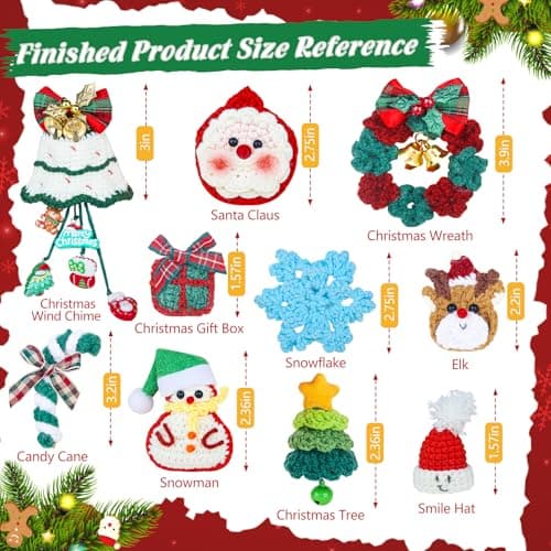 Ecoofor Christmas Crochet Kit for Beginners — DIY Holiday Crochet Starter Kit for Adults with Step-by-Step Video Tutorials & Patterns, Perfect for Christmas Decorations & Gifts - Thumbnail 4