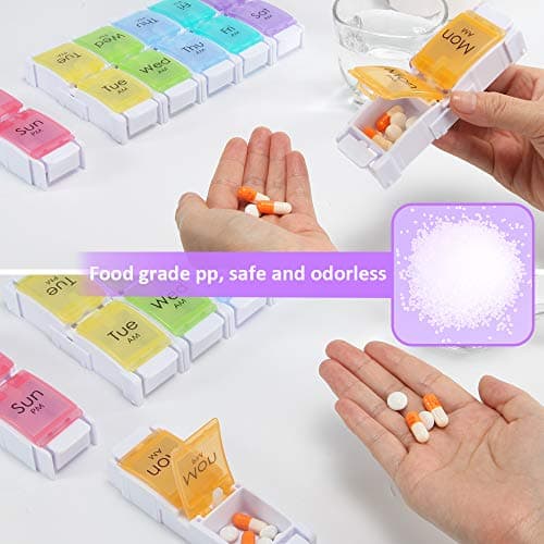 AM PM Pill Organizer 2 Times a Day, 7 Removable Daily Pill Cases with Permanent Printed Labels, Large Capacity for Fish Oil & Vitamins, BPA-Free Travel Medicine Holder for Seniors & Daily Use (1 Week) - Thumbnail 3