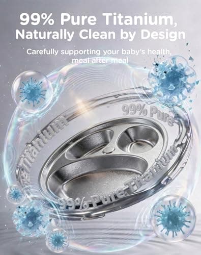 Titanium Kids Plates, Beyond Food-Grade Toddler Plates Naturally Hygienic Baby Plates Balanced Nutrition Smart Divided Portion Control Plate Non - Toxic Panda Shape Dishwasher Safe 3 Pack - Thumbnail 4