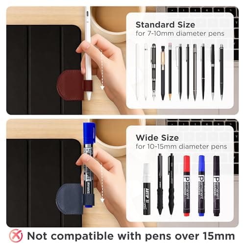 SESENSE Magnetic Pen Holder for Notebook - 3 Pcs Leather Magnetic Bookmarks Holder for Reading Women, Book Lover Gifts for Bookish, Wide Size - Thumbnail 3