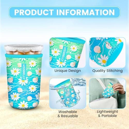 Reusable Neoprene Cup Sleeve for Iced Coffee Cups, 3 Pack Iced Coffee Cup Insulator Sleeve for Iced & Hot Drinks Durable Beverage Cooler Holder for Iced Coffee & Cold Soda - Thumbnail 3