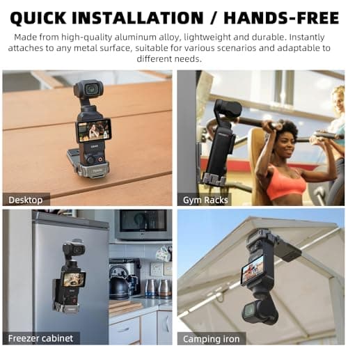 Flymile Pocket 3 Magnetic Mount, Magnet Expansion Adapter Holder with Cold Shoe on Iron Fence etc, Aluminum Alloy Magnetic Mount Stand for DJI Osmo Pocket 3 Xtra Muse Creator Combo Handle Accessories - Thumbnail 4