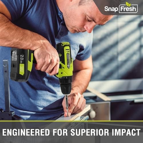SnapFresh 20V Cordless Drill Set, 3/8" Power Drill with 2 Variable Speed, 21+1 Torque Setting, LED, 43pcs Drill Bits, Impact Driver Kit for Home,DIY-2.0Ah Battery & Fast Charger Included - Thumbnail 5