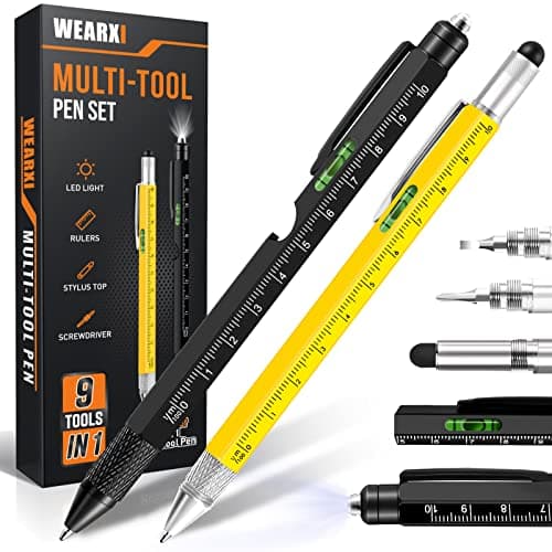WEARXI Gifts for Men 9 in 1 Multitool Pen, Fathers Day Dad Gifts from Daughter Son, Birthday Gift for Men/Boyfriend Mens Gift for Dad/Him/Husband, Cool Gadgets, Camping Accessories
