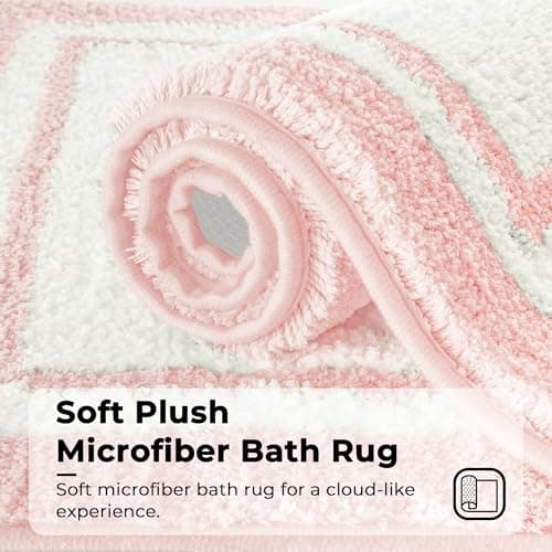 GRANNY SAYS Microfiber Bathroom Rugs Non Slip Washable, Water Absorbent Bath Mats for Tub, Soft Bath Mats for Bathroom Floor & Shower, Bath Rug, 16" x 24" Pink - Thumbnail 4