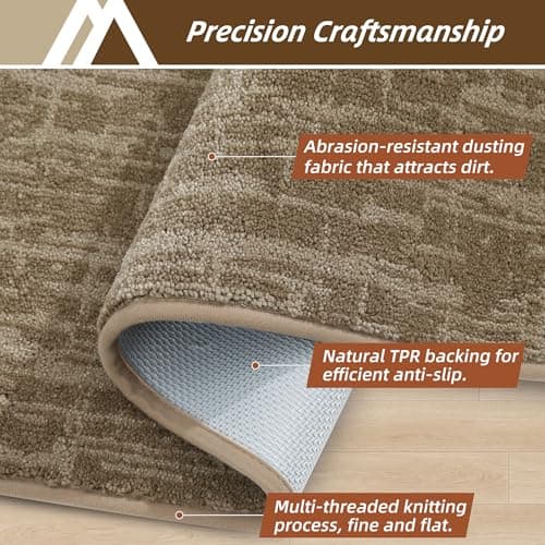 COSY HOMEER-Door-Mat Dirt Trapper Entryway Rugs 20"x32" Non Slip Washable Entrance Mats Absorbent Welcome Mat Low Profile Dog Door Mats for Front Back Doomats and Wet Shoes,Taupe - Thumbnail 2