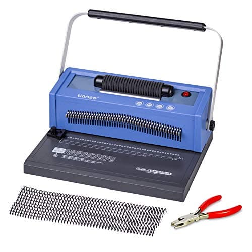 TIANSE Spiral Coil Binding Machine, Manual Book Maker Punch Binder with Electric Coil Inserter, Disengaging pins, Adjustable Side Margin, Comes with 100pcs 5/16'' Plastic Coil Binding Spines & Plier - Image 1